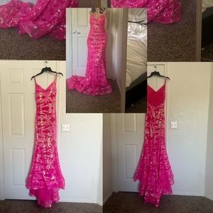 Pink mermaid prom dress